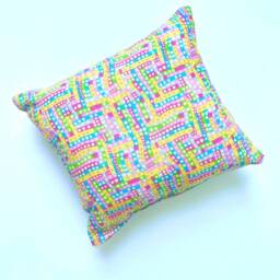 Easter Spring Alphabet Sampler Cross Stitch Decor, Finished Mini Pillow - thumbnail 3
