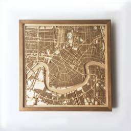 Laser Cut New Orleans Wooden Map - 3D Framed City Streets Art
