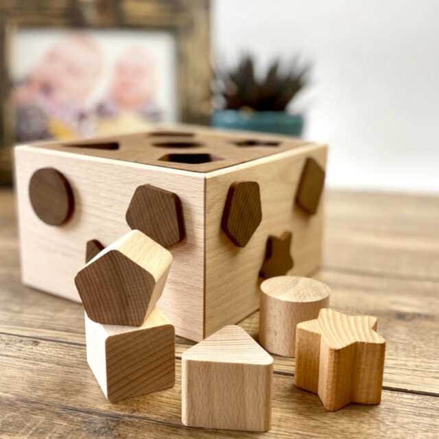 Children's Wooden Shape Sorter - Montessori Baby Toy, Fine Motor Skills, Sustainable Wood - image 1