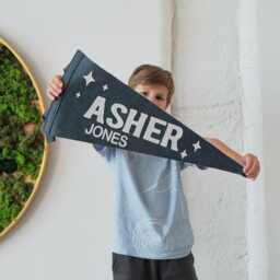 Custom Felt Name Pennant - Personalized Wool Banner - thumbnail 4