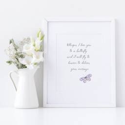 Whisper I Love You To A Butterfly & It Will Fly Heaven Deliver Your Message Print - Sympathy Gift Unframed - thumbnail 3