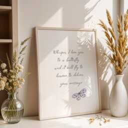 Whisper I Love You To A Butterfly & It Will Fly Heaven Deliver Your Message Print - Sympathy Gift Unframed - thumbnail 2