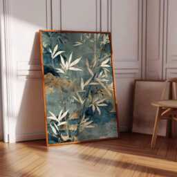 Japanese Bamboo Wall Art, Zen Botanical Poster, Gold Ink Style Nature Print, Tranquil Asian Decor - thumbnail 3