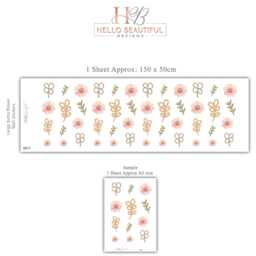 Boho Floral Wall Stickers, Neutral Nursery Decor, Flower Decals, Beige Botanical Nursery, Peel & Stick Baby Room Decor - thumbnail 2