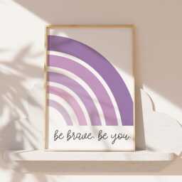 Set Of 3 Rainbow Prints, Girls Bedroom Decor, Personalised, Purple, Playroom, Nursery Wall Art, Art - thumbnail 2