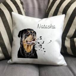 Personalised Rottweiler Dog Country Canvas Cushion - Customised Owner & Lover Linen Puppy Cover With Inner Filler - thumbnail 3