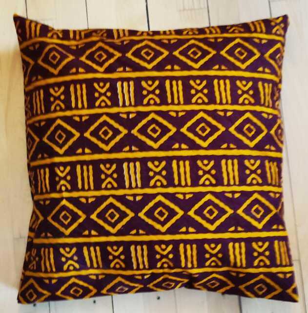 Handmade Decorative Pillow Case Made From Colorful Ghanian Print - image 1