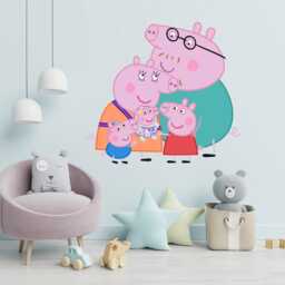 Peppa Pig Wall Sticker - & Family Group Hug Decal Kids Art - thumbnail 2