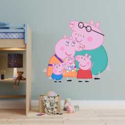 Peppa Pig Wall Sticker - & Family Group Hug Decal Kids Art - thumbnail 1