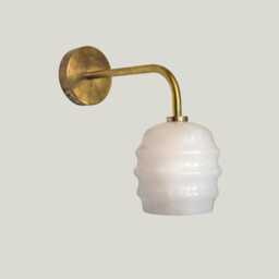 Alabaster Wall Sconce, Art Deco Light With Brass Or Nickel Finish, Fixture