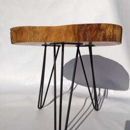 Handmade Wood Slice Coffee Table Black Epoxy Resin Inlay, Metal Legs - thumbnail 4