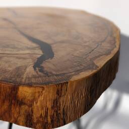 Handmade Wood Slice Coffee Table Black Epoxy Resin Inlay, Metal Legs - thumbnail 3