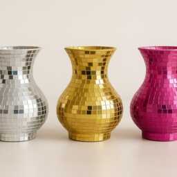 Mini Disco Mosaic Vase - Shimmering Retro Accent For Modern Spaces - thumbnail 2