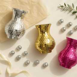 Mini Disco Mosaic Vase - Shimmering Retro Accent For Modern Spaces - thumbnail 4