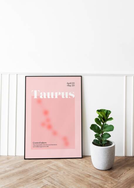 Taurus Star Sign Astrology Print Colorful Bedroom Wall Art - image 1