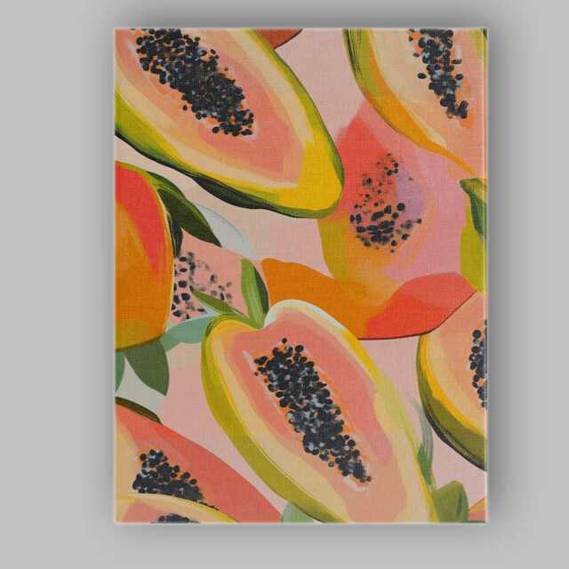 Tropical Papaya Fruit Repeat Pattern Canvas Wall Art Print Decor Picture Ready To Hang - image 1