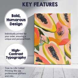 Tropical Papaya Fruit Repeat Pattern Canvas Wall Art Print Decor Picture Ready To Hang - thumbnail 2