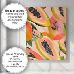 Tropical Papaya Fruit Repeat Pattern Canvas Wall Art Print Decor Picture Ready To Hang - thumbnail 3