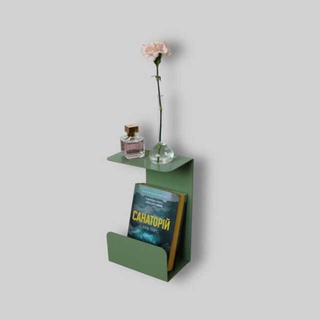 Pastel Green Metal Floating Nightstand, Modern Bedside Table, Wall Mounted Shelf, Left Bedroom Side Table - image 1