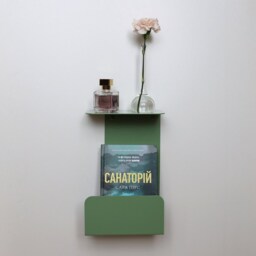 Pastel Green Metal Floating Nightstand, Modern Bedside Table, Wall Mounted Shelf, Left Bedroom Side Table - thumbnail 3