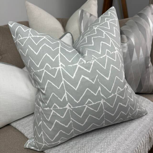 Zig Zag Cotton Cushion Cover, Scandi Print Pillow Cover - Grey White Zig Children Bedroom, Nursery Decor, Kids Room - image 1