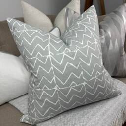 Zig Zag Cotton Cushion Cover, Scandi Print Pillow Cover - Grey White Zig Children Bedroom, Nursery Decor, Kids Room - thumbnail 1