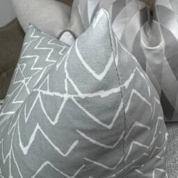 Zig Zag Cotton Cushion Cover, Scandi Print Pillow Cover - Grey White Zig Children Bedroom, Nursery Decor, Kids Room - thumbnail 3