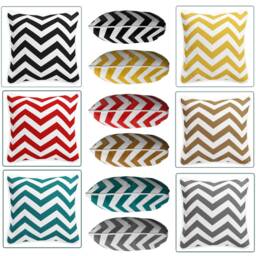 "Chevron Cushion Cover 100%cotton Decorative Pillow Cases For Sofa Home Decor Hidden Zip 18""x18" - thumbnail 2