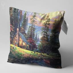 Cushion Cover With Chalet View By The Lake Multicolour - Double Sided Printing On Soft Chenille Fabric Multi Size Options, Oeko-Tex - thumbnail 3