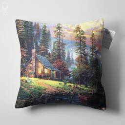 Cushion Cover With Chalet View By The Lake Multicolour - Double Sided Printing On Soft Chenille Fabric Multi Size Options, Oeko-Tex