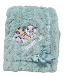Personalised Safari Elephant Zebra Giraffe Embroidered Cable Knit Wrap W/Large Bow Baby Blankets 90cm 5 Colors Super Soft New - thumbnail 1