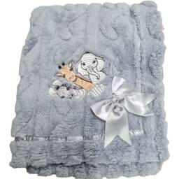 Personalised Safari Elephant Zebra Giraffe Embroidered Cable Knit Wrap W/Large Bow Baby Blankets 90cm 5 Colors Super Soft New - thumbnail 2