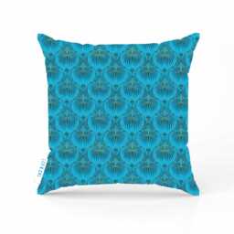 Blue Teal & Gold Scallop Design Scatter Cushion Cover, Contemporary Home Decor, Retro Style Interiors, Housewarming Gift, Mum Birthday