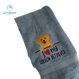 Golden Retriever Dog Towel - Personalised Face Cloth/Hand Bath Embroidered - thumbnail 3