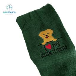 Golden Retriever Dog Towel - Personalised Face Cloth/Hand Bath Embroidered - thumbnail 1