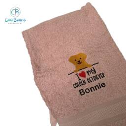 Golden Retriever Dog Towel - Personalised Face Cloth/Hand Bath Embroidered - thumbnail 2