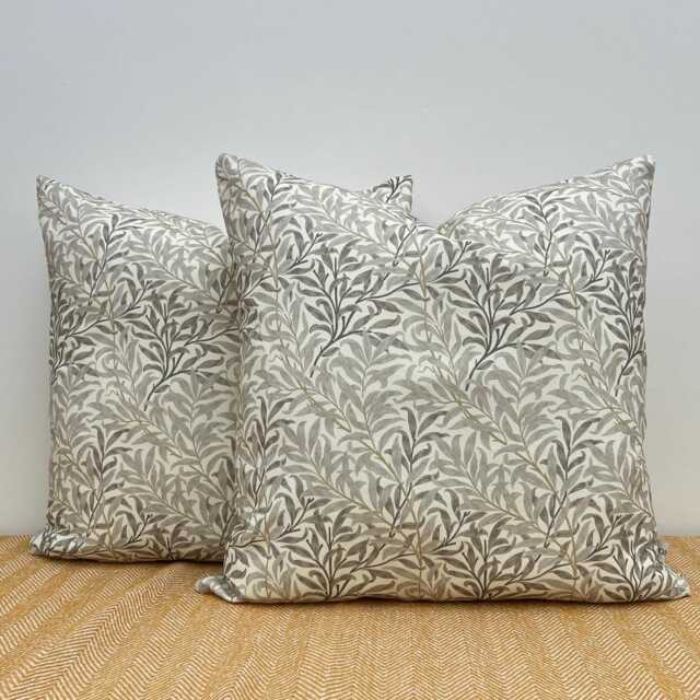 Handmade William Morris Willow Leaves Cotton Cushion Modern Natural Accent Throw Pillow - image 1