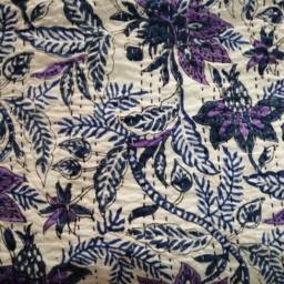 Indian Floral Handmade Kantha Stitched Throw Size Multi - thumbnail 2