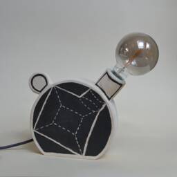 Geometric Ceramic Table Lamp, Handmade Modern Nightstand Light, Sculptural Graphic Desig