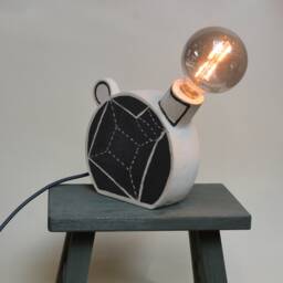 Geometric Ceramic Table Lamp, Handmade Modern Nightstand Light, Sculptural Graphic Desig - thumbnail 3