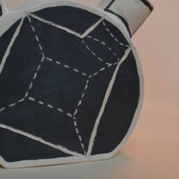 Geometric Ceramic Table Lamp, Handmade Modern Nightstand Light, Sculptural Graphic Desig - thumbnail 4
