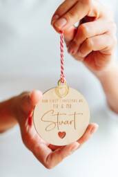 Mr & Mrs First Christmas Bauble. Just Married Decoration. The Perfect Gift For The New Married Couple - thumbnail 1