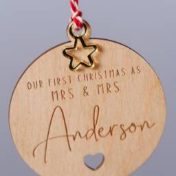 Mr & Mrs First Christmas Bauble. Just Married Decoration. The Perfect Gift For The New Married Couple - thumbnail 3