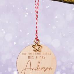 Mr & Mrs First Christmas Bauble. Just Married Decoration. The Perfect Gift For The New Married Couple - thumbnail 2