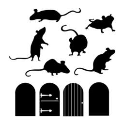 Mice & Doors Silhouette Wall Decals - Whimsical Home Decor - thumbnail 3