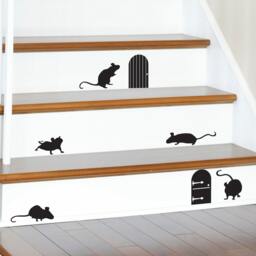 Mice & Doors Silhouette Wall Decals - Whimsical Home Decor - thumbnail 1