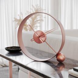 Matte Gold Desk Clock - Endless, Modern Geometric Circle Design, Silent Contemporary Decor - thumbnail 2