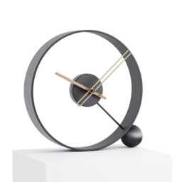 Matte Gold Desk Clock - Endless, Modern Geometric Circle Design, Silent Contemporary Decor - thumbnail 4