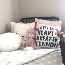Valentine Sequin Pillow, Personalized Day Gift, Toddler Red Sequins - thumbnail 2
