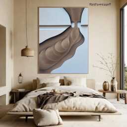 Hand-Painted Wood-Carving Wall Art, Minimalist Abstract Texture Relief Sculpture - thumbnail 3